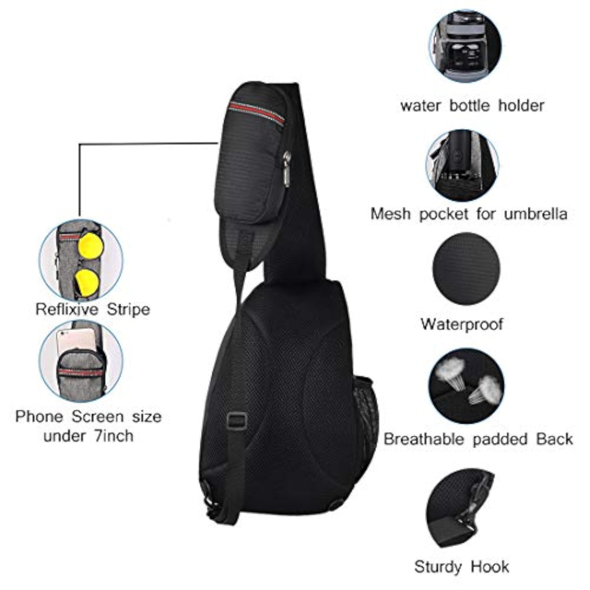 Lightweight Polyester Travel Sling Crossbody Backpack